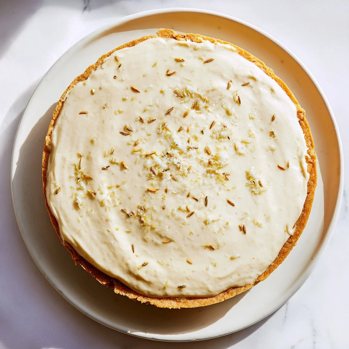 Golden Soft Home Plate: Saffron and vanilla custard tart, a creamy dessert with a flaky crust.