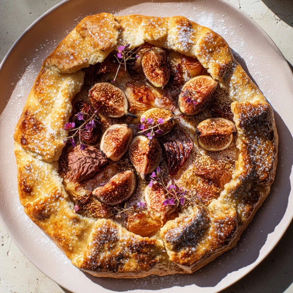 Golden and bubbly Honey and Plum Galette, perfect for serving warm with ice cream.