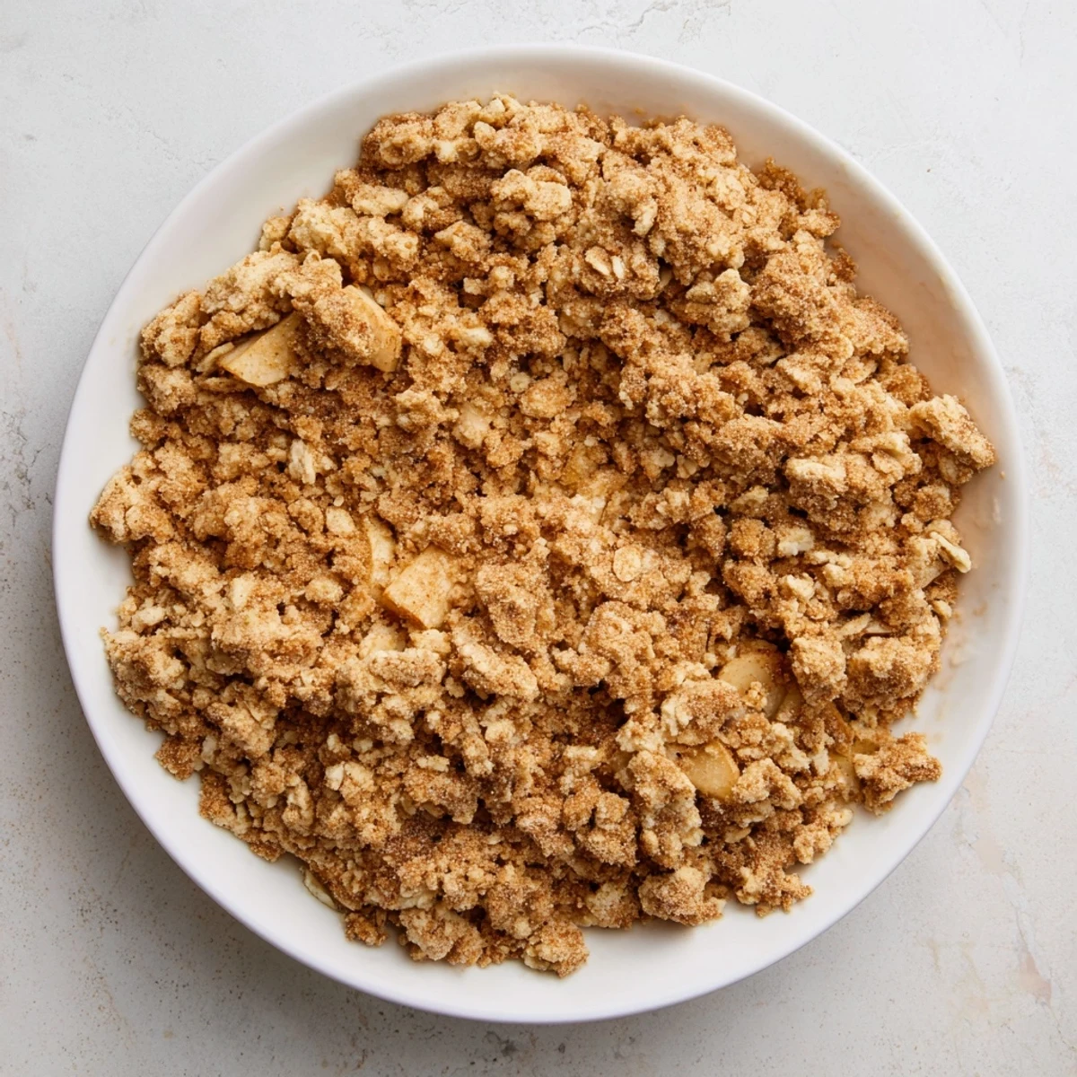 Delicious spiced apple crisp, showcasing a rustic, comforting dessert with a buttery crumble.