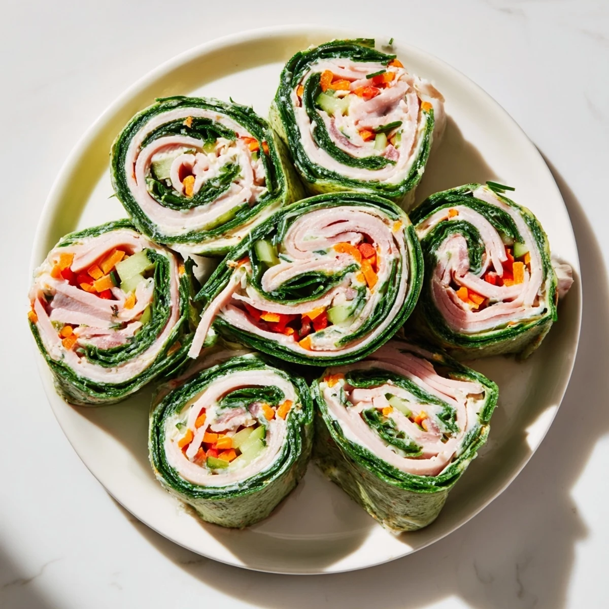 Close-up of savory Smoked Turkey Pinwheels Tree, perfectly arranged and ready to serve at a party.