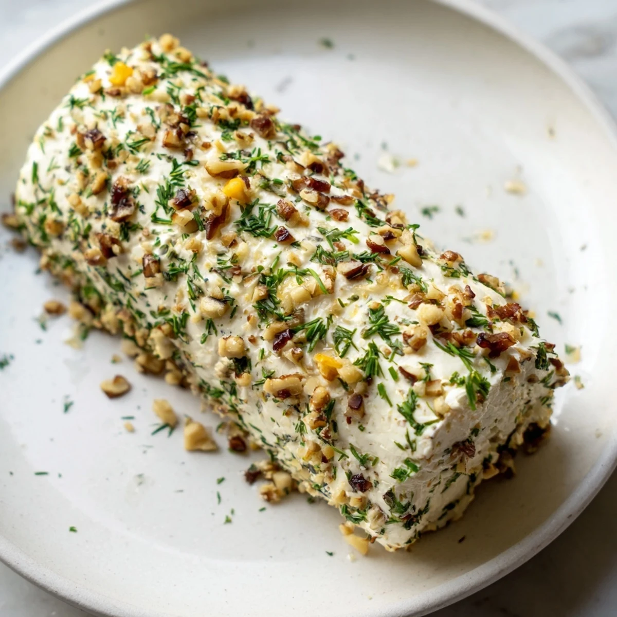 This festive appetizer presents a creamy Winter Snowdrift Goat Cheese Log topped with vibrant cranberries and walnuts.