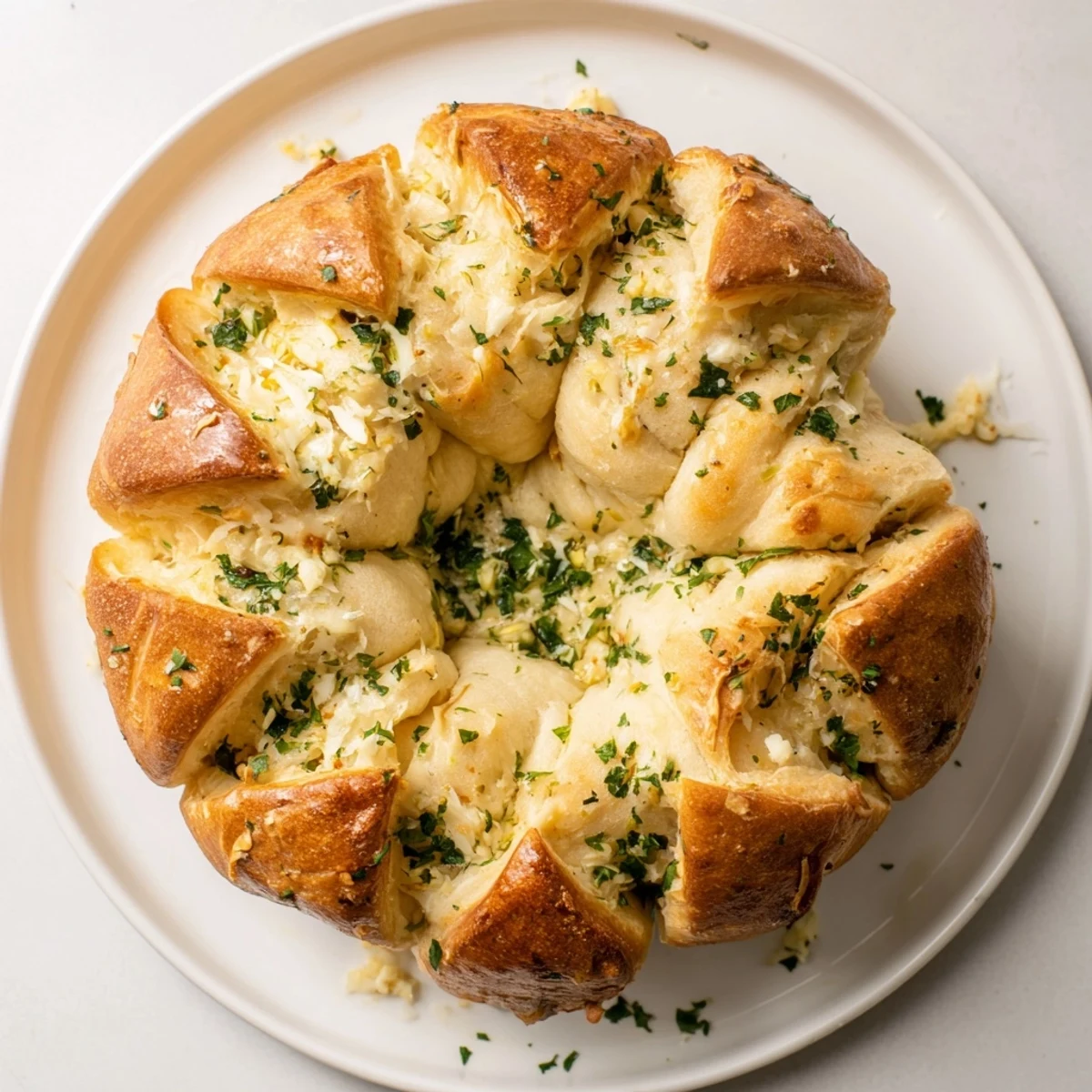 Golden-brown, star-shaped garlic bread, bubbly from the oven, ready for sharing alongside your meal.