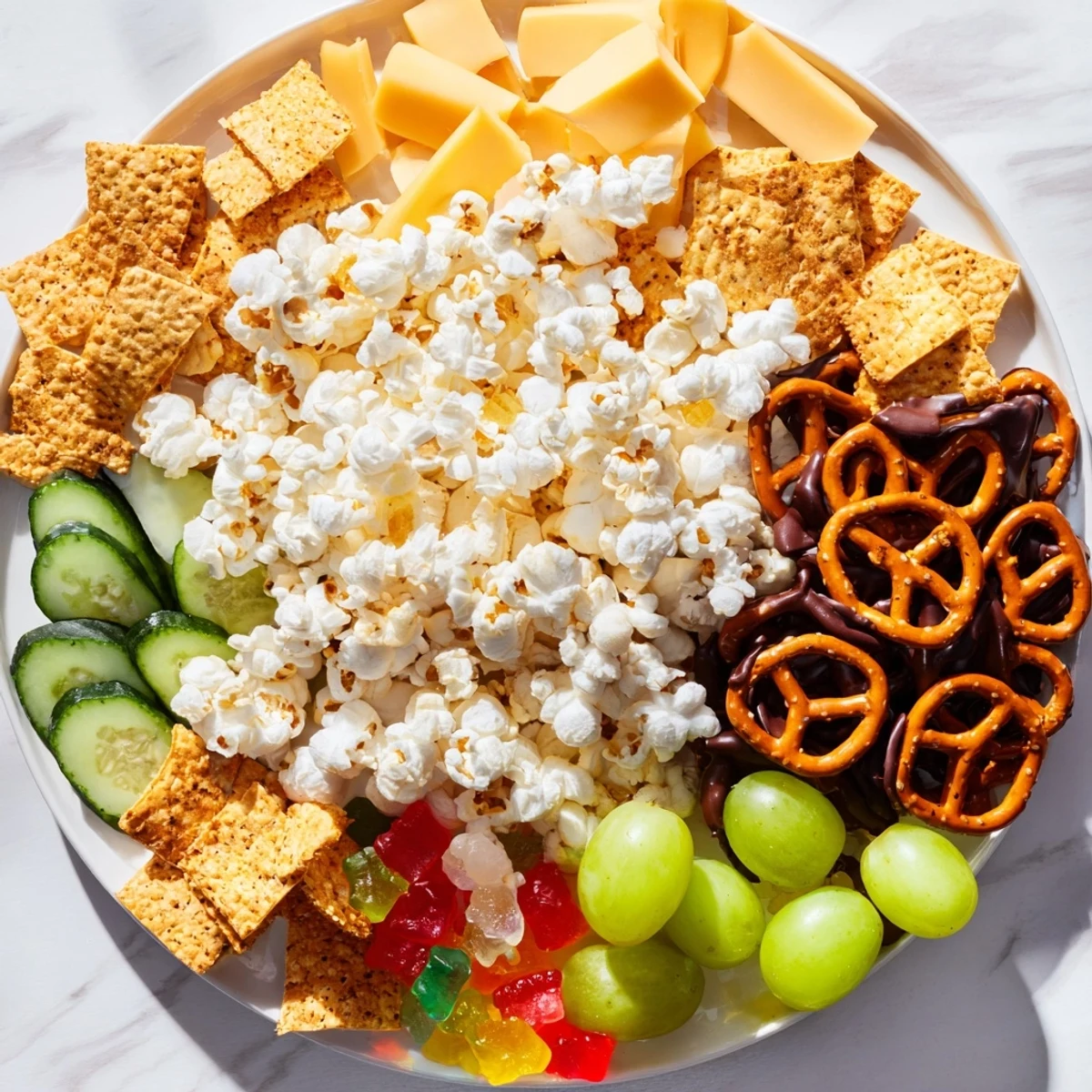 Enjoy this easy Movie Night Munchie Board, bursting with exciting snack combinations for movie night fun!