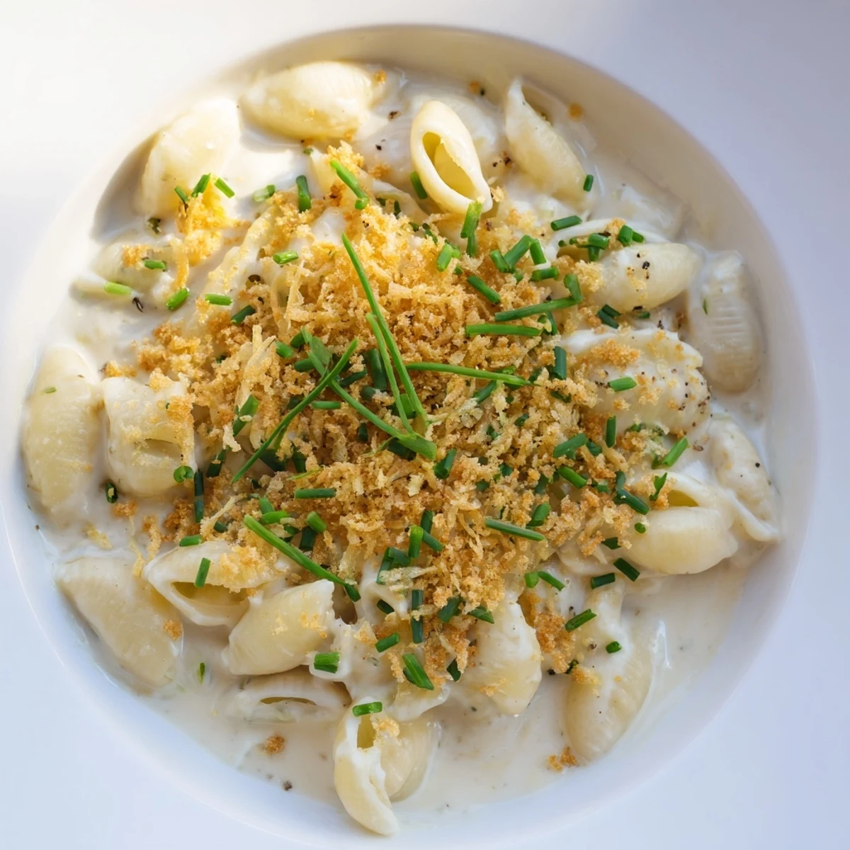 A close-up of creamy cottage cheese mac and cheese, ready and steaming hot for a satisfying meal.