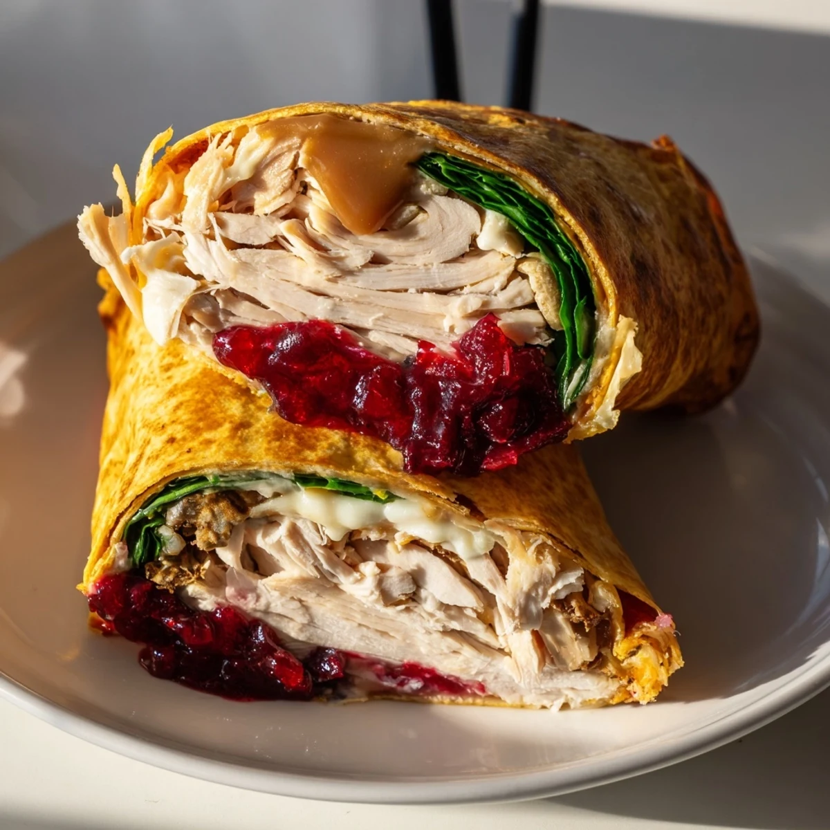 Deliciously toasted Moist Maker Chicken Wrap, served with extra gravy for dipping and extra satisfaction.