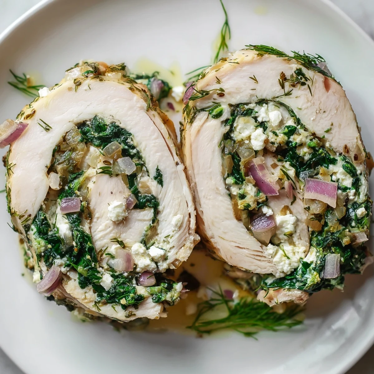 Spinach Feta Stuffed Chicken, golden-brown and juicy, offers a glimpse of Greek flavors baked perfectly.