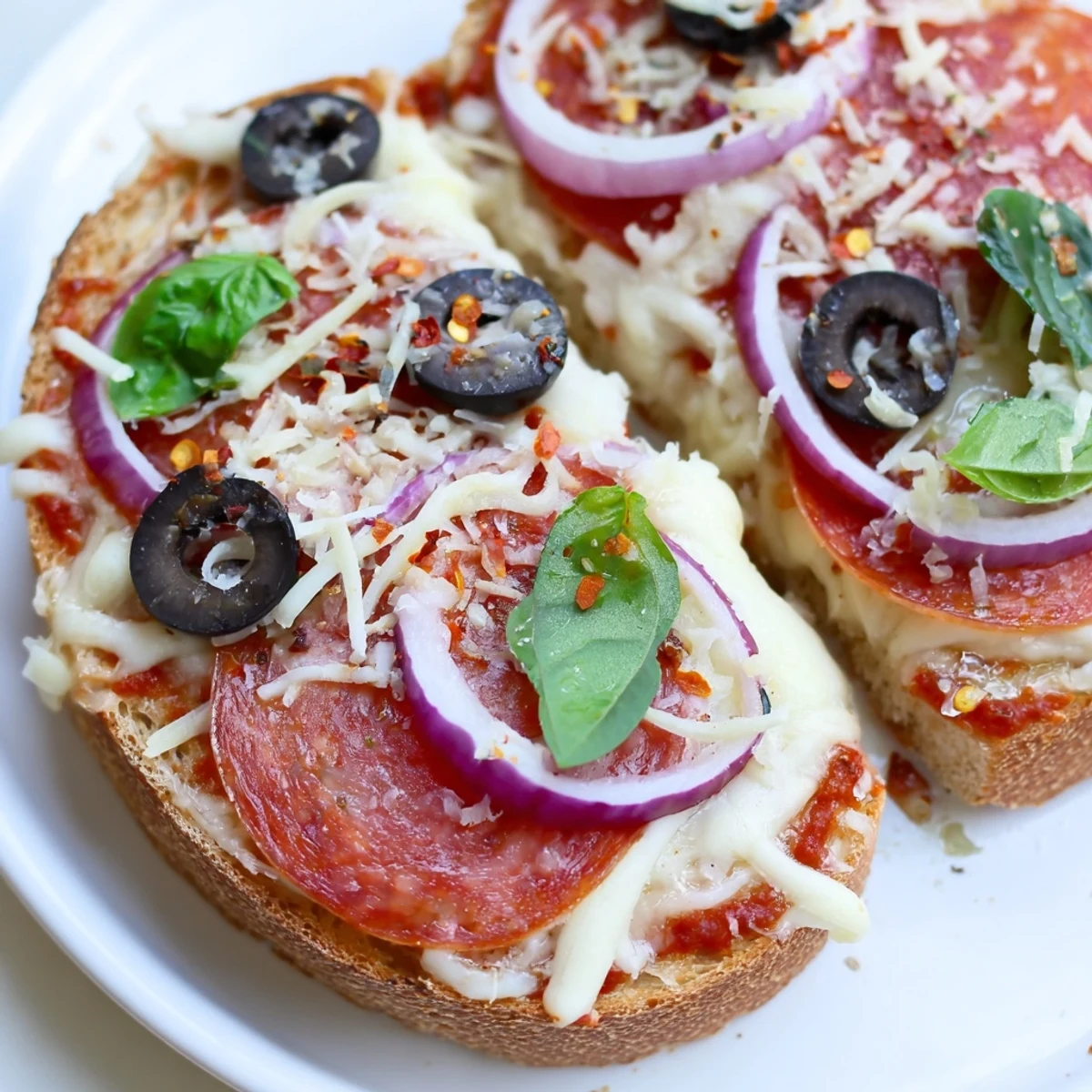 Golden-brown, bubbly cheese blankets perfectly toasted bread in this easy Pizza Toast 2.0 recipe.