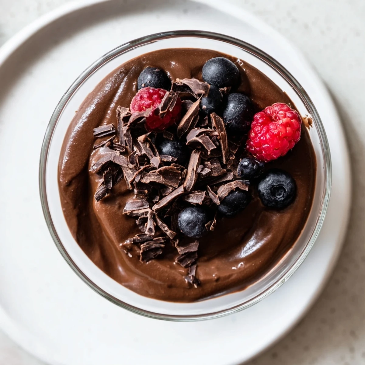 Smooth and decadent avocado chocolate pudding, perfect for a creamy and healthy dessert treat.