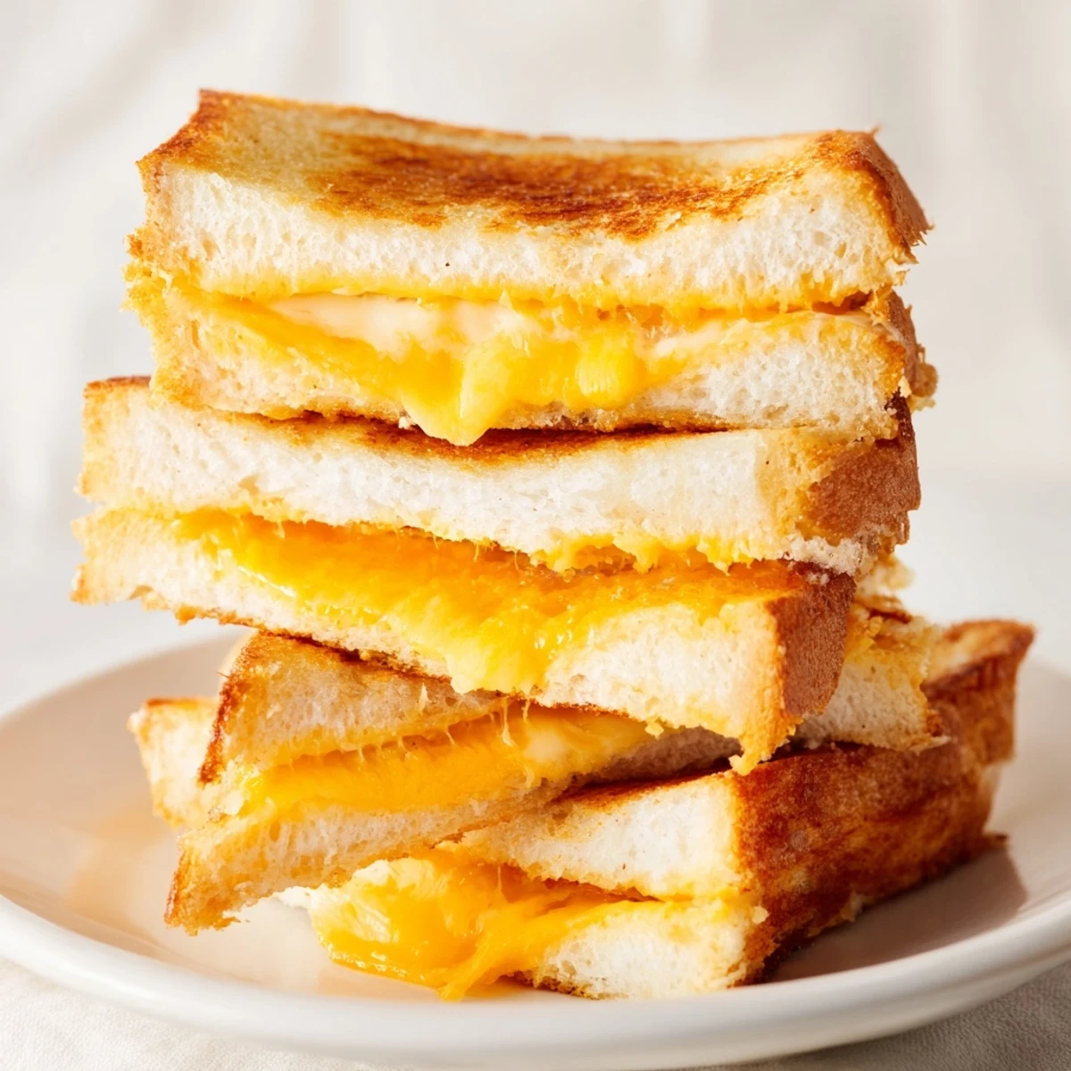 A close-up shot of a perfectly browned air fryer grilled cheese reveals melted cheesy goodness.