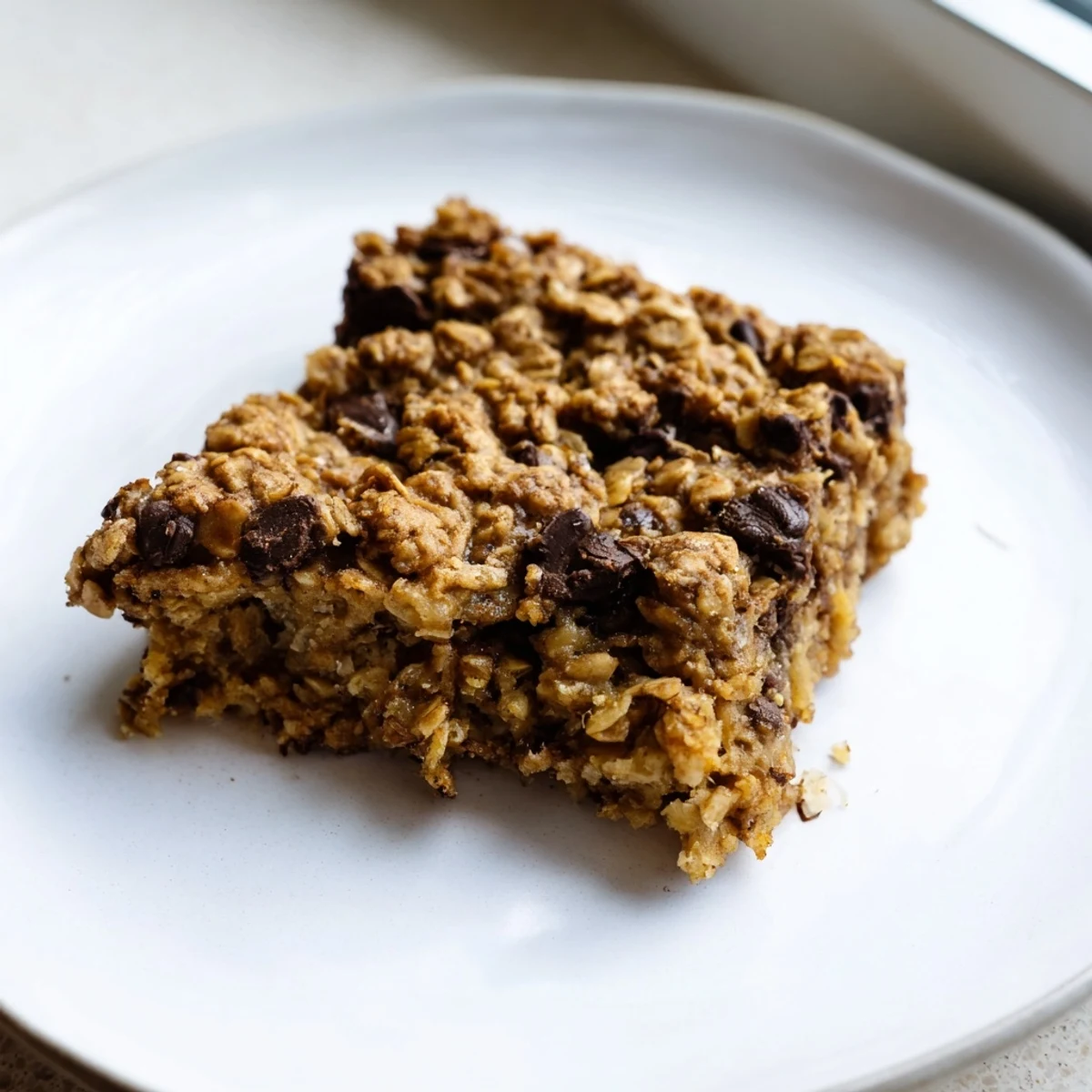 Imagine a slice of Baked Oats That Taste Like Cake, glistening with a hint of optional chocolate chips and ready to eat.