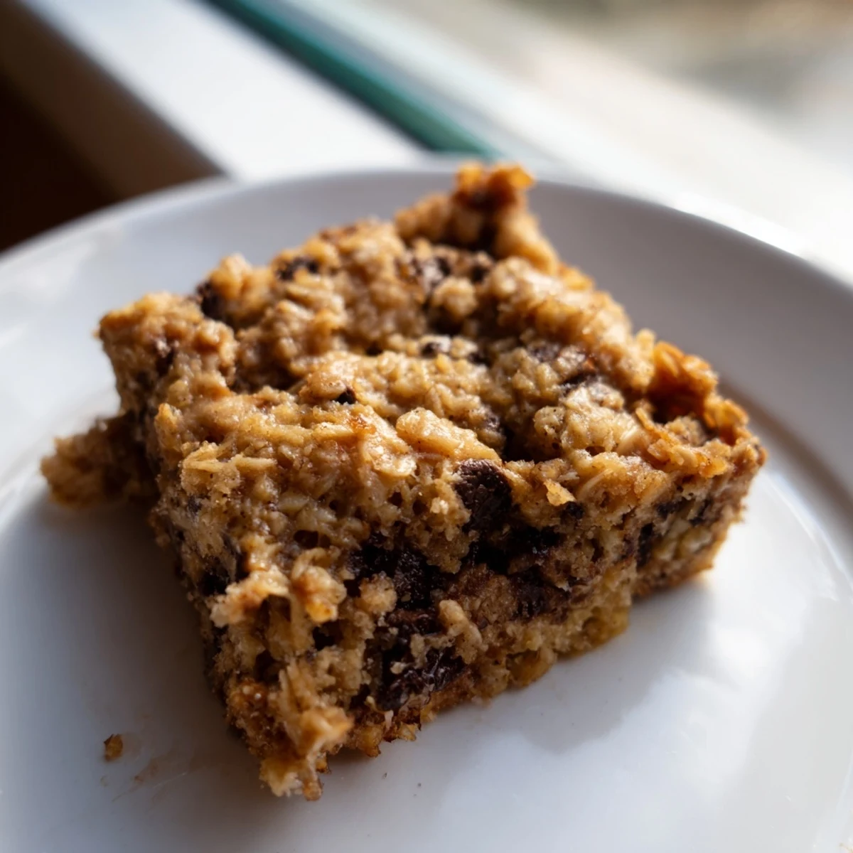 A golden brown square of Baked Oats That Taste Like Cake, promising a subtly sweet breakfast experience.