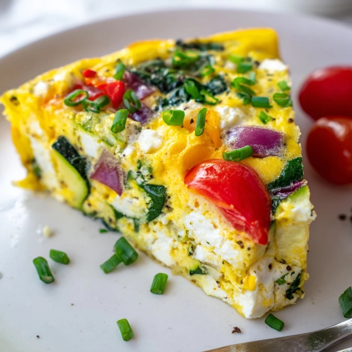 Savory High-Protein Sheet Pan Eggs With Cottage Cheese and Veggies, served warm beside whole grain toast and avocado.
