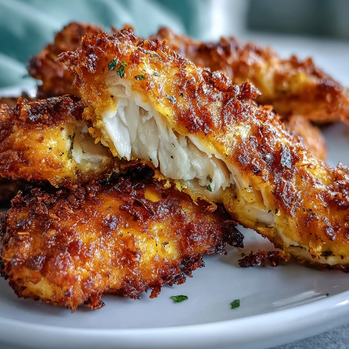 Freshly baked Crispy Turmeric Chicken Tenders with golden panko crumbs and a side of creamy dipping sauce.
