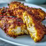 Sizzling golden Crispy Turmeric Chicken Tenders in a skillet, showcasing the rich spice blend and crunchy texture.