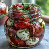 Fresh and flavorful mason jar Caprese salad, perfect for picnics and on-the-go lunches.