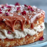 Beautiful Bridal Shower Rosé Velvet Cake, beautifully frosted, ready for a party.
