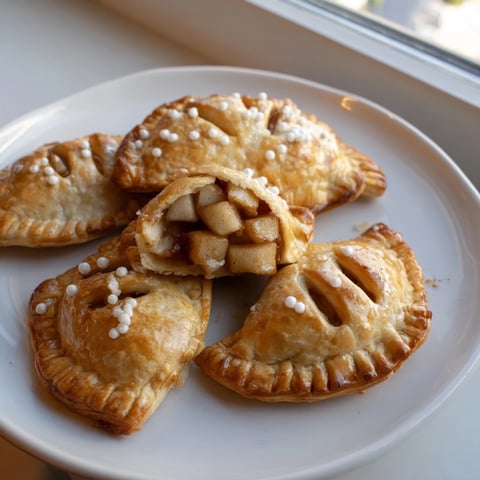 Golden, flaky Winter Comfort: Mitten Shaped Hand Pies filled with spiced apples, ready for serving.