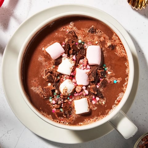 Close-up of a festive Hot Cocoa Bomb Topping Bar with colorful sprinkles and sweet treats.