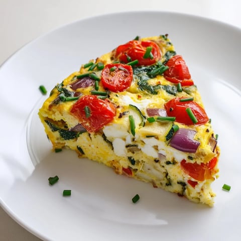 Fluffy sheet pan eggs with cottage cheese and vibrant veggies, sliced into golden squares for an easy, protein-rich breakfast.