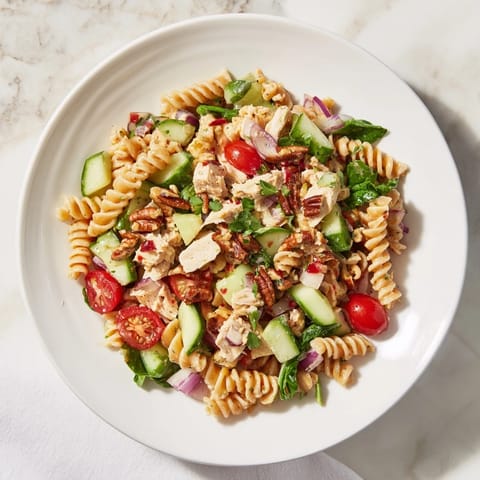 This delicious Pasta Salad with Cranberry Vinaigrette offers tangy, sweet flavors and a vibrant presentation.