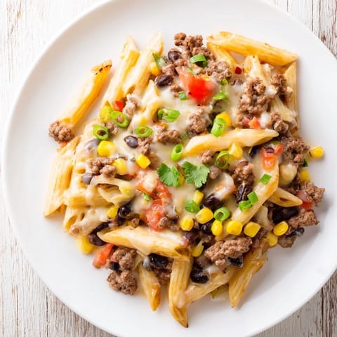 Creamy, cheesy, and flavorful Cheesy Taco Pasta: a family-friendly weeknight dinner delight.