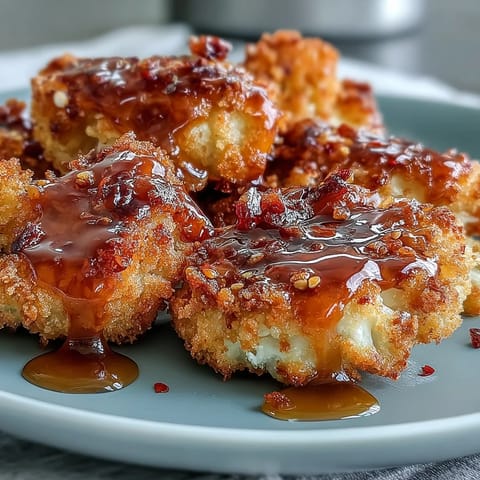 Crispy coated florets tossed in hot honey glaze, ready to serve with blue cheese dip.