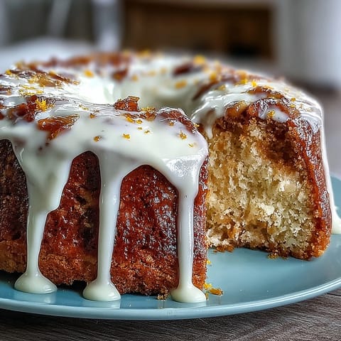 Slices of Heavenly Blood Orange Yogurt Cake served with tea and fresh berries.