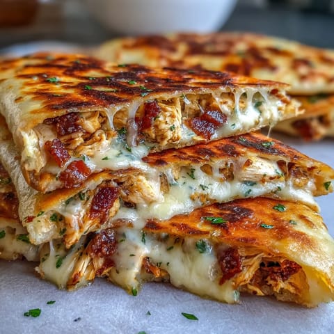Golden-grilled garlic naan stuffed with ranch-seasoned chicken, melted cheddar, and crispy bacon.