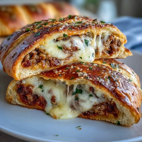 Sliced portions of Baked High-Protein Pepperoni Stromboli served with a small bowl of warm marinara dipping sauce.