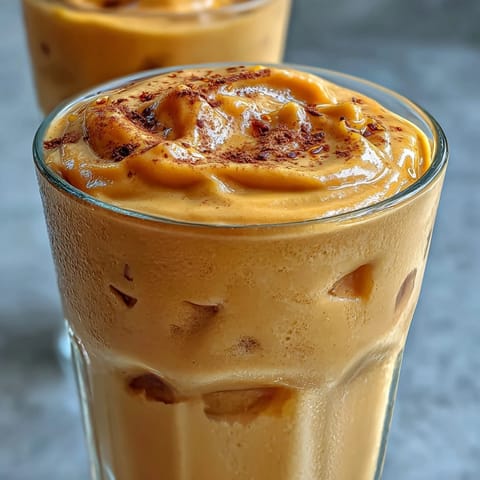 Smooth and vibrant mango lassi blending sweet mango, honey, and aromatic cardamom, served chilled in a tall glass.