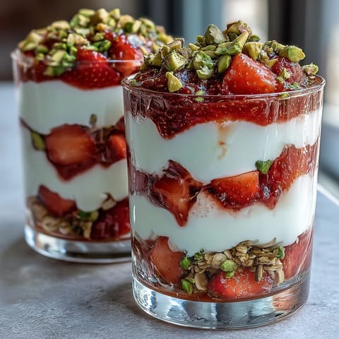 Pistachio Strawberry Breakfast Parfait
