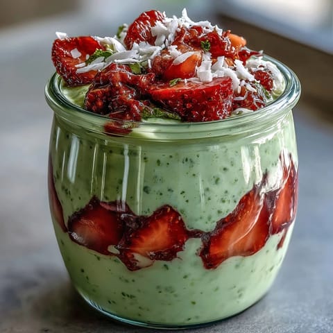 Strawberry Matcha Chia Oats