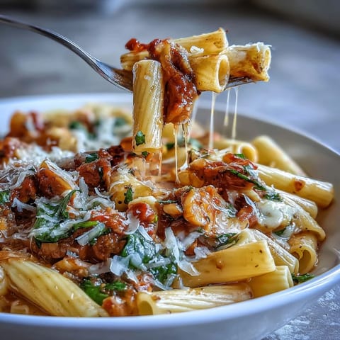 Comforting One-Pot Budget-Friendly Pasta simmering with zucchini, bell peppers, and Italian herbs for a hearty meal