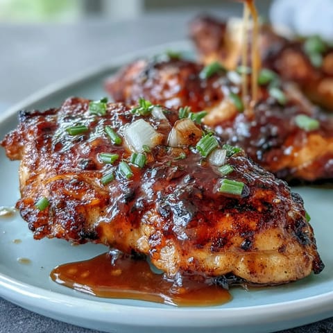 Honey mustard chicken with green beans in a golden skillet, drizzled with tangy sauce and fresh lemon zest.