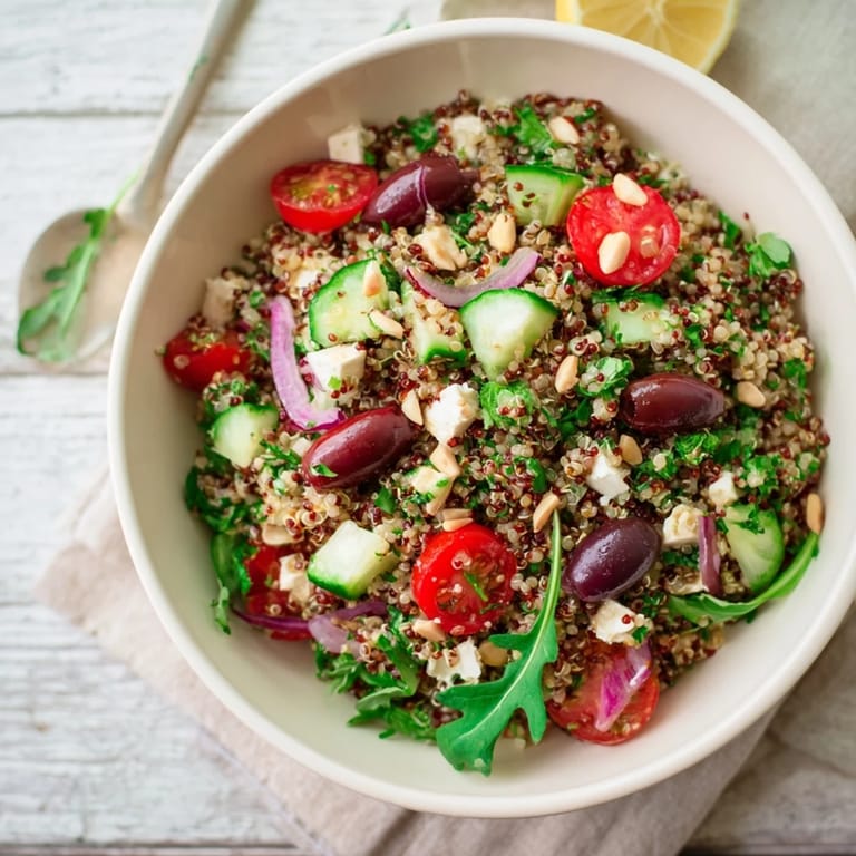 Fresh ingredients make up this colorful Mediterranean Grain Bowl, perfect for a light lunch.