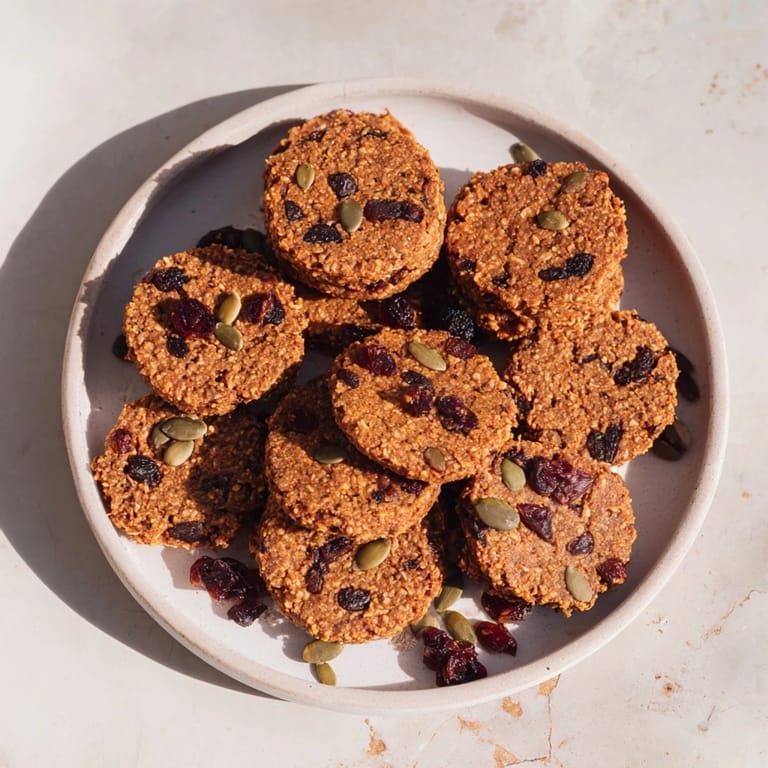 A close-up of delicious Chewy Oatmeal Raisin Cookies with glistening raisins, perfect for a mid-afternoon snack.