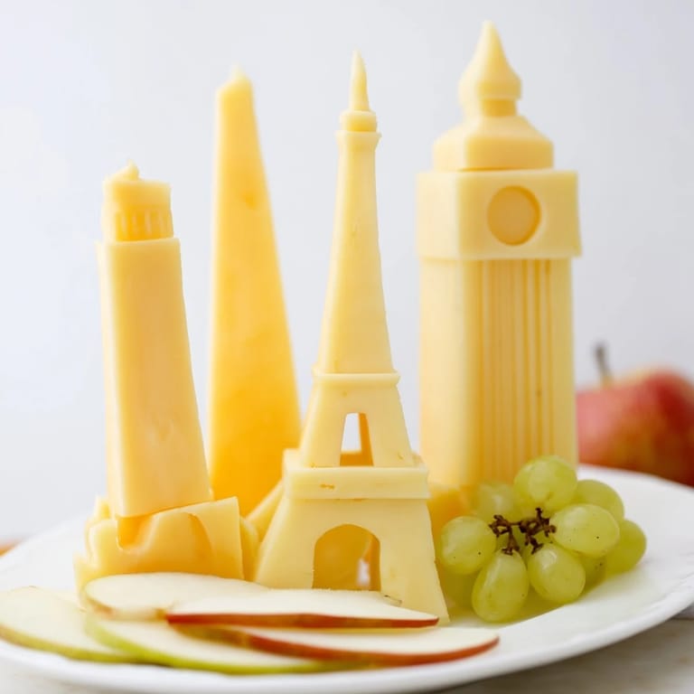 Cheese architecture skyline photograph, highlighting the visually impressive Skyline Silhouette recipe with fruit.