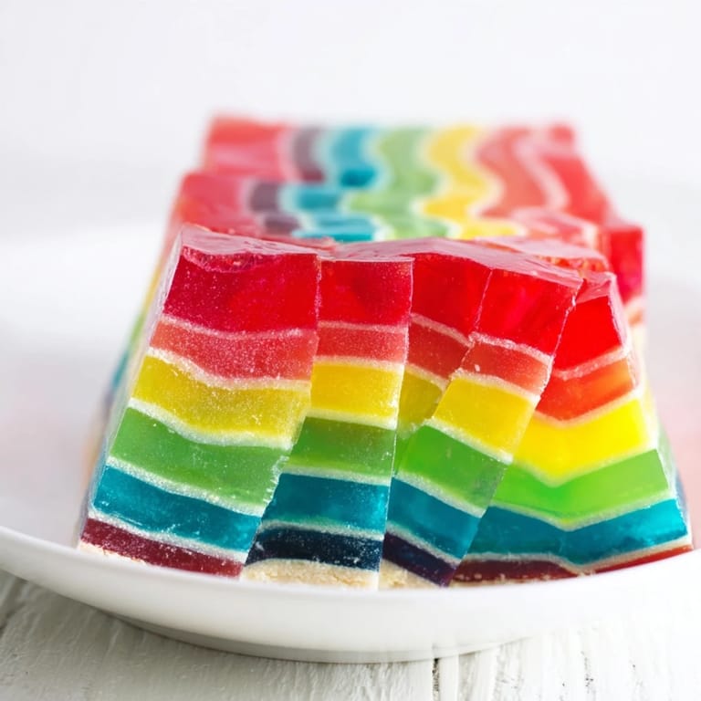 Enjoy a colorful and delicious The Kaleidoscope dessert with layers of fruity goodness.