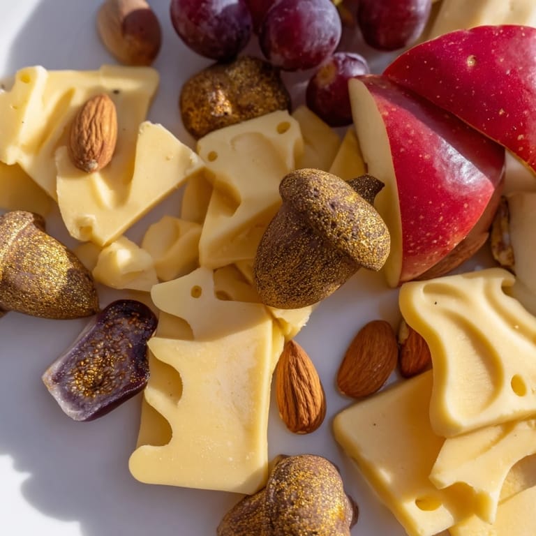Enjoy a festive The Gilded Acorn board, with gold-dusted almonds and colorful accompaniments.