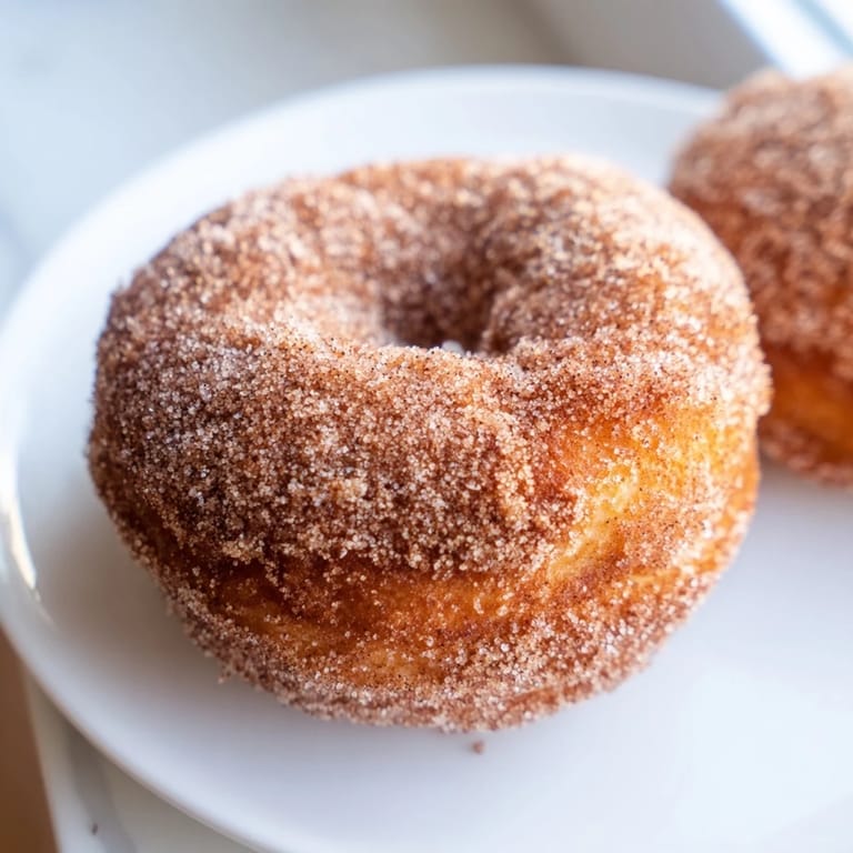 Close-up of fluffy 1-Minute Air Fryer Donuts, with cinnamon sugar glistening, perfect for a quick snack.