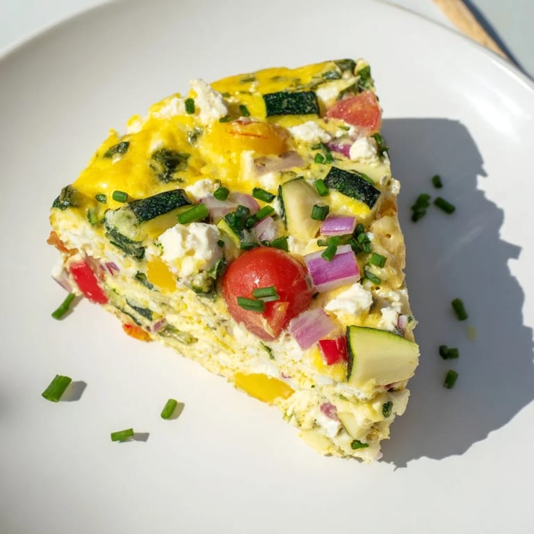A close-up of baked eggs topped with fresh herbs, tomatoes, spinach, and bell peppers, ideal for meal prep.