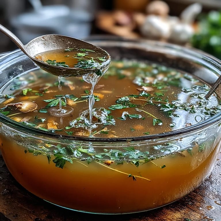 This nourishing Vegetable Broth From Scraps is simmered with bay leaf and peppercorns, filling the kitchen with warmth.  