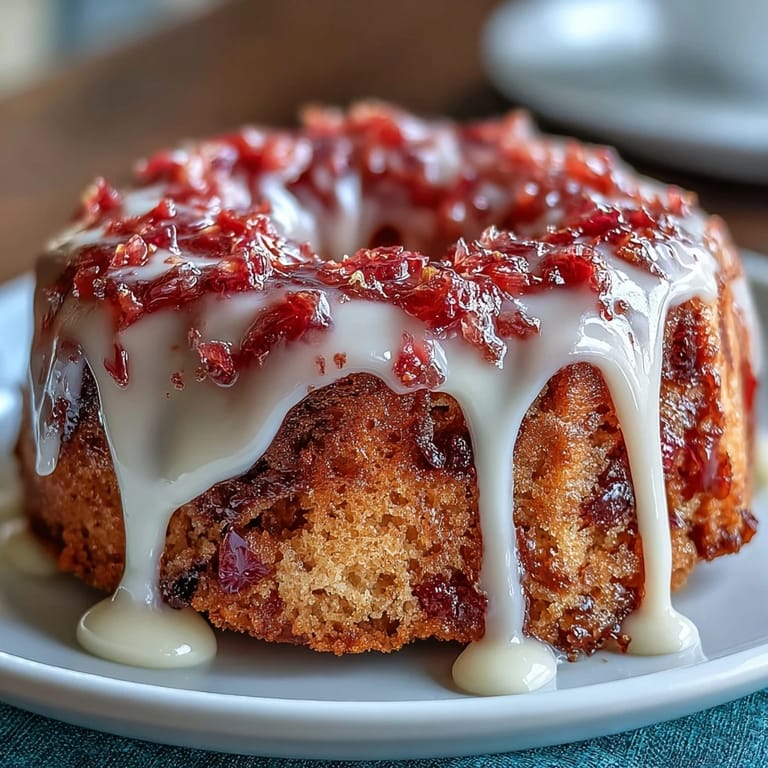 A moist Heavenly Blood Orange Yogurt Cake drizzled with vibrant icing on a cooling rack.
