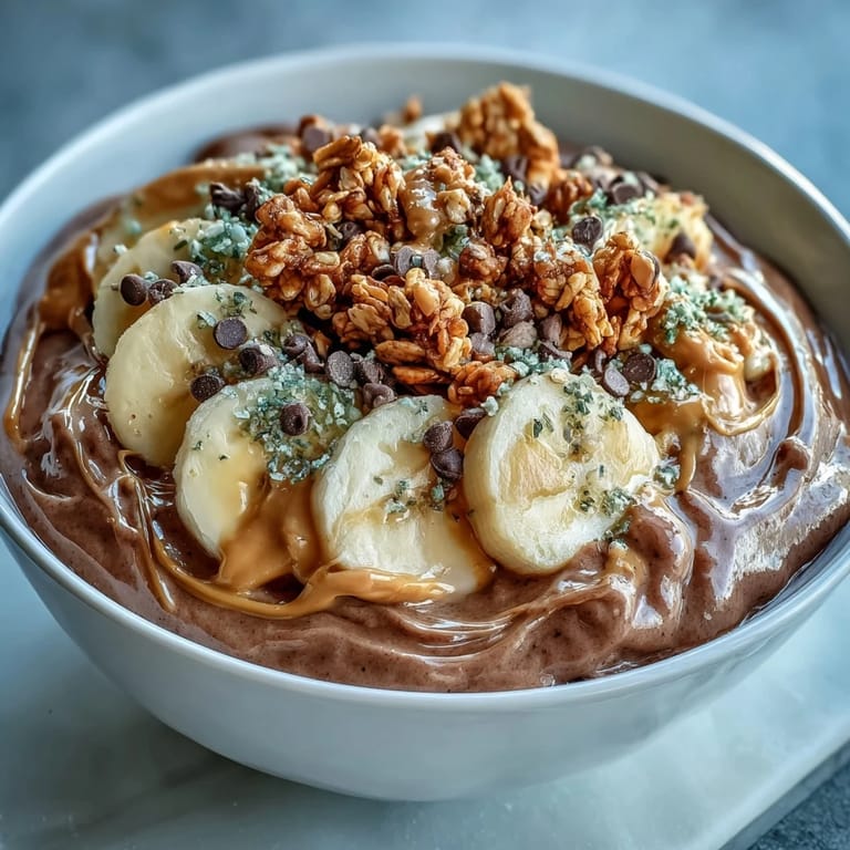 Thick and creamy Chunky Monkey Smoothie Bowls made with frozen bananas and cocoa, ready to eat with crunchy toppings.