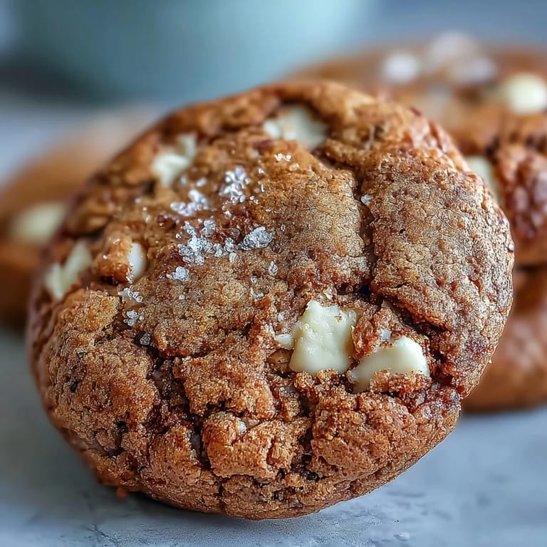 Crumbly Brown Butter Hojicha & Earl Grey Cookies, dusted with tea leaves, on a rustic wooden board.