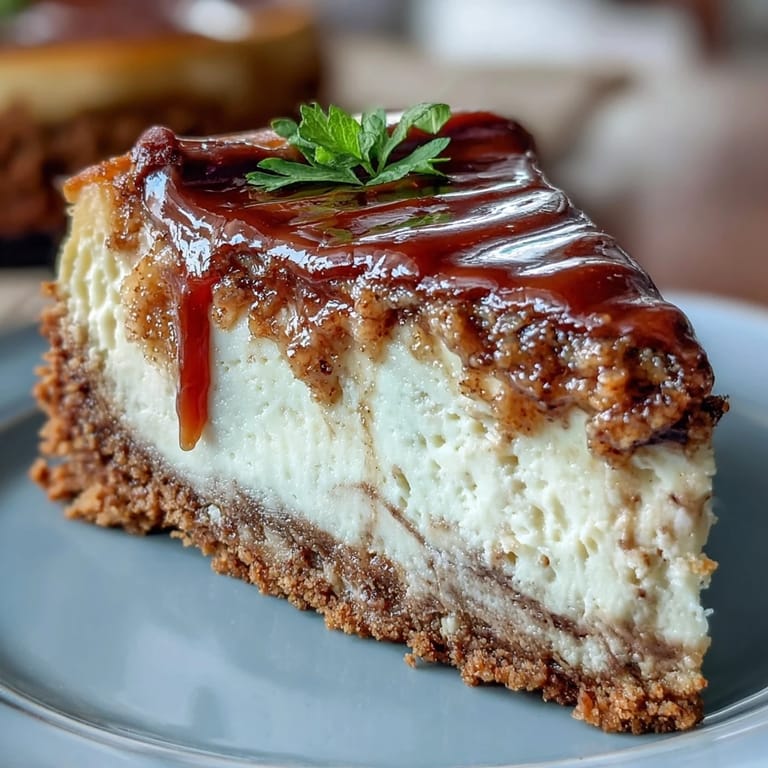 Close-up of a fork lifting a creamy piece of Japanese-inspired Hojicha Cheesecake from a wedge on a ceramic dish.