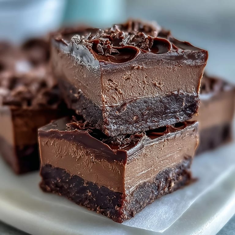 Lifted parchment reveals glossy, dense Hojicha Fudge in a square pan, ready to be sliced into sixteen squares.
