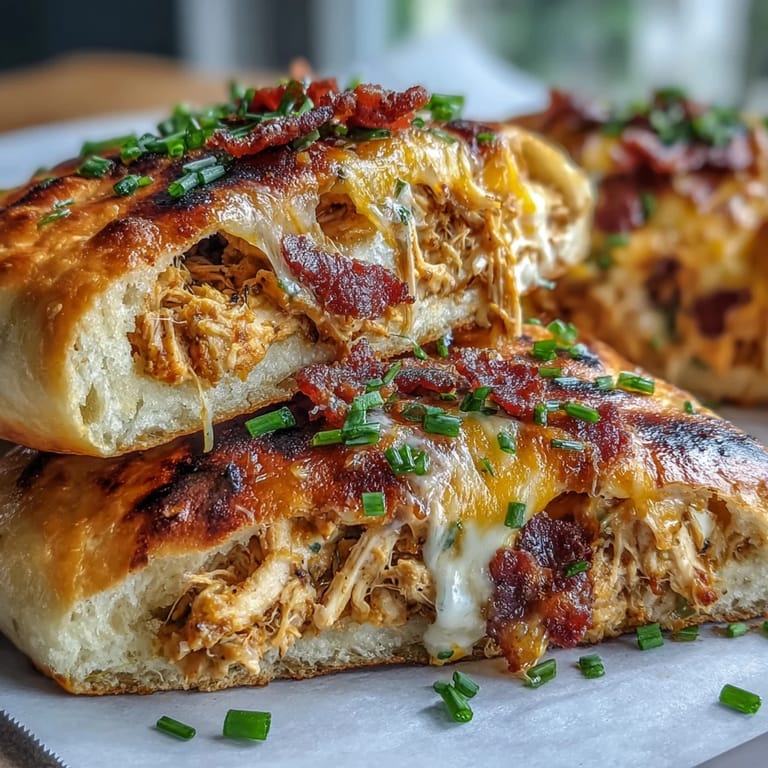 Warm wedges of Ranch Crack Chicken Stuffed Naan reveal a cheesy, savory filling on a plate.