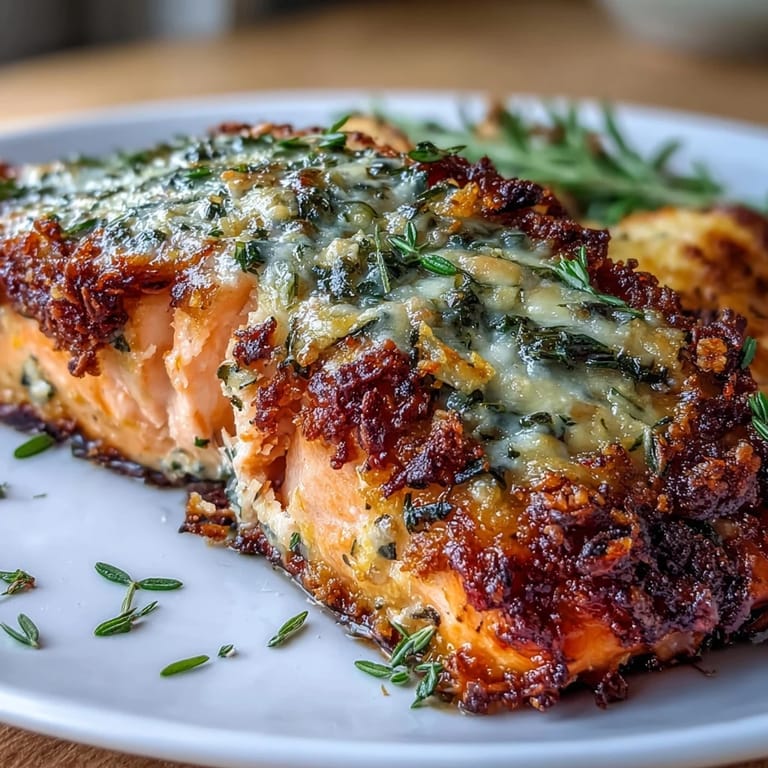 Garlic Parmesan-crusted salmon fillet served alongside oven-roasted broccoli florets and fresh lemon wedges for a vibrant, keto-friendly dinner plate.