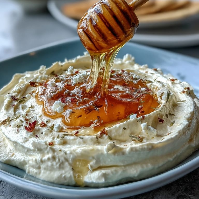 Tangy feta and cream cheese blend whipped until fluffy, drizzled with honey and garnished with lemon zest.  